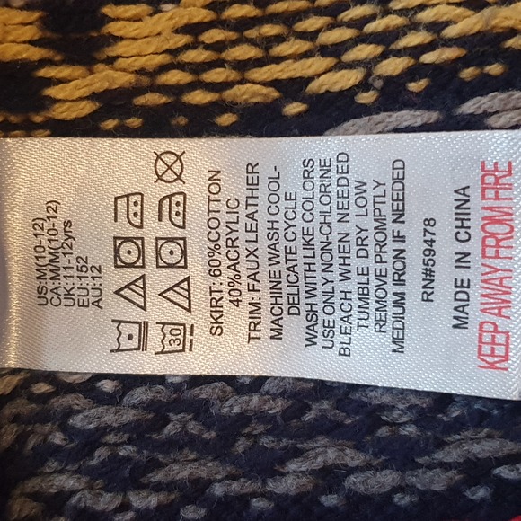 Age 11-12 Years Multicolour Asymmetric Knit & Faux Leather Skirt - Picture 6 of 7